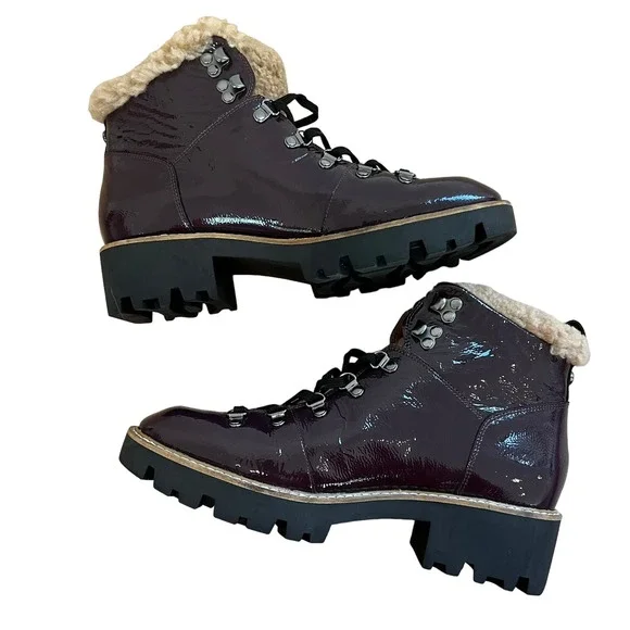 Donald J Pliner Erinn Women's Lace-up Shearling Snow Boots Vino Size 10 - Picture 2 of 10